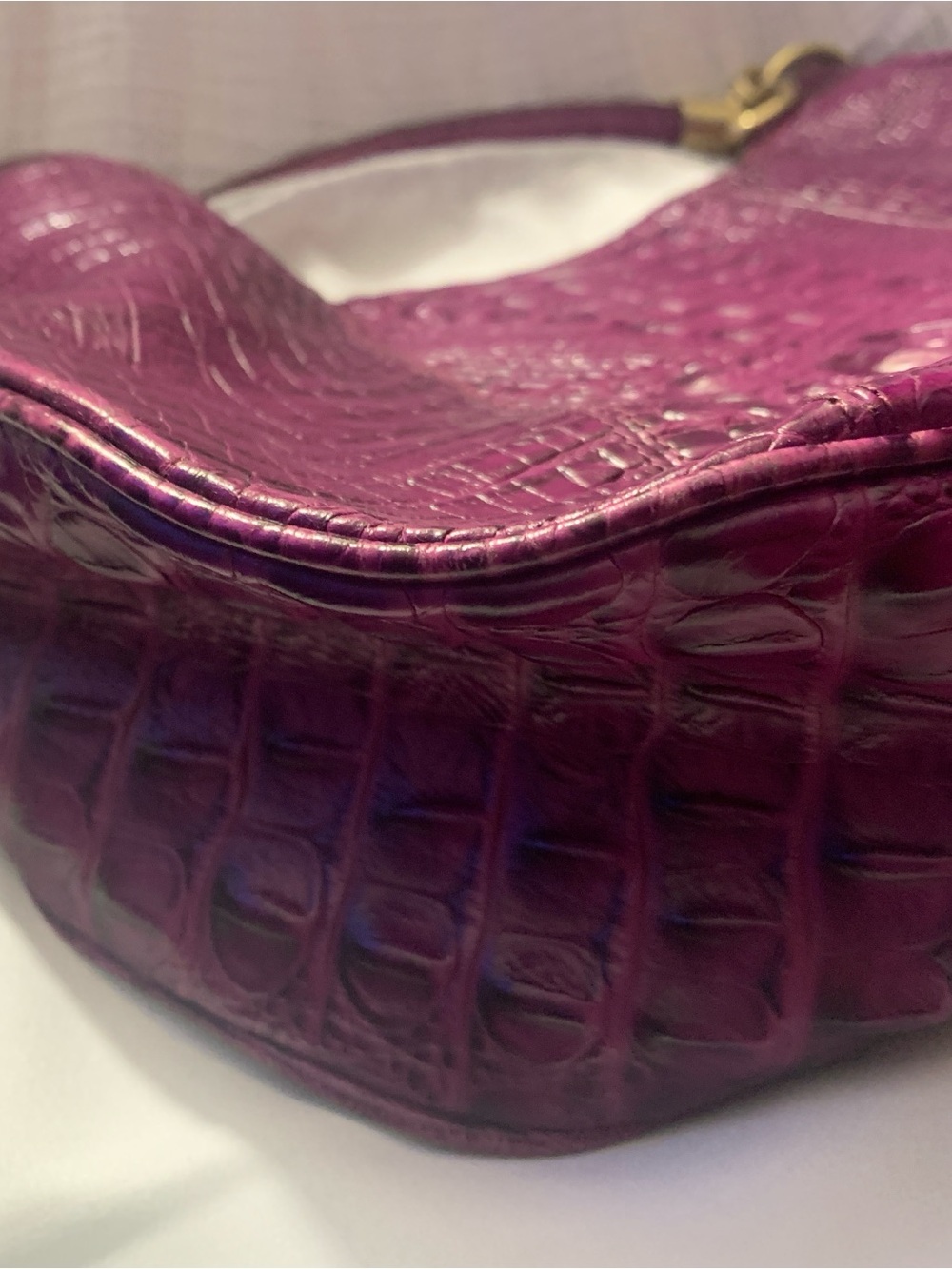 Brahmin Purple Croc-Embossed Leather Kathleen Hobo Shoulder Bag - Picture 5 of 10